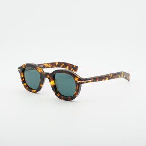 Tom Ford Raffa FT1100 52V Sunglasses Havana Round Frame, Blue Lenses